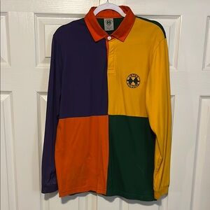 Rare Vintage Colorblock Long Sleeve Polo Shirt
